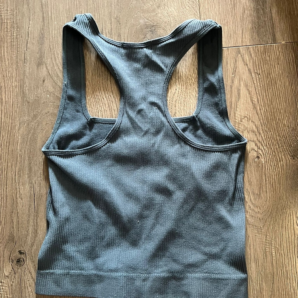 Steel Blue Ribbed Tank Top - Picture 2 of 3